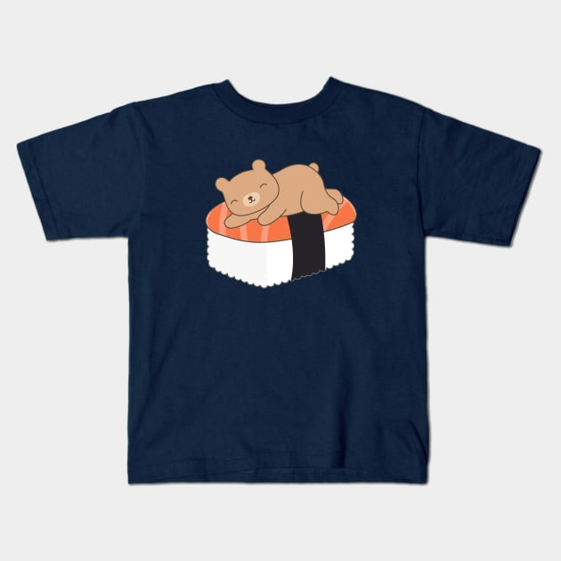 Kawaii Brown Bear Sushi T-Shirt Kids T-Shirt by happinessinatee